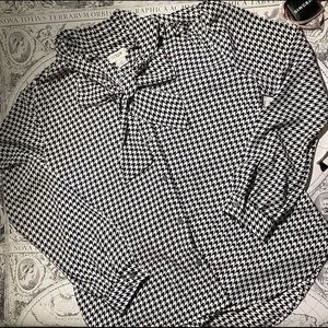 J Crew XS houndstooth bow collar blouse NWT